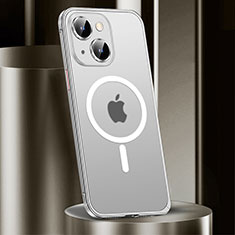 Carcasa Bumper Lujo Marco de Metal y Plastico Funda con Mag-Safe Magnetic JL2 para Apple iPhone 15 Plata