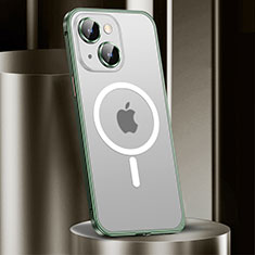 Carcasa Bumper Lujo Marco de Metal y Plastico Funda con Mag-Safe Magnetic JL2 para Apple iPhone 15 Plus Verde