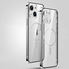 Carcasa Bumper Lujo Marco de Metal y Plastico Funda con Mag-Safe Magnetic JL3 para Apple iPhone 14 Plus Plata