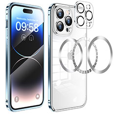 Carcasa Bumper Lujo Marco de Metal y Plastico Funda con Mag-Safe Magnetic LF3 para Apple iPhone 14 Pro Max Azul