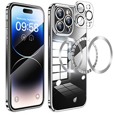 Carcasa Bumper Lujo Marco de Metal y Plastico Funda con Mag-Safe Magnetic LF3 para Apple iPhone 16 Pro Max Negro