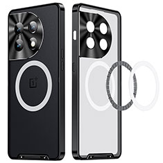 Carcasa Bumper Lujo Marco de Metal y Plastico Funda con Mag-Safe Magnetic LK1 para OnePlus 11 5G Negro