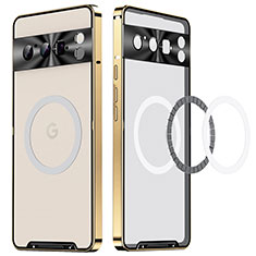 Carcasa Bumper Lujo Marco de Metal y Plastico Funda con Mag-Safe Magnetic LK2 para Google Pixel 8 Pro 5G Oro