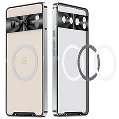 Carcasa Bumper Lujo Marco de Metal y Plastico Funda con Mag-Safe Magnetic LK2 para Google Pixel 8 Pro 5G Plata