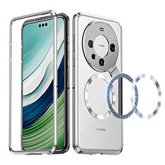 Carcasa Bumper Lujo Marco de Metal y Plastico Funda con Mag-Safe Magnetic LK2 para Huawei Mate 60 Pro+ Plus Plata