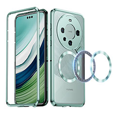 Carcasa Bumper Lujo Marco de Metal y Plastico Funda con Mag-Safe Magnetic LK2 para Huawei Mate 60 Pro+ Plus Verde