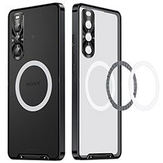 Carcasa Bumper Lujo Marco de Metal y Plastico Funda con Mag-Safe Magnetic LK2 para Sony Xperia 10 V Negro