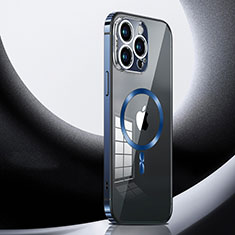 Carcasa Bumper Lujo Marco de Metal y Plastico Funda con Mag-Safe Magnetic LK3 para Apple iPhone 13 Pro Max Azul