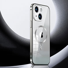 Carcasa Bumper Lujo Marco de Metal y Plastico Funda con Mag-Safe Magnetic LK3 para Apple iPhone 14 Plata