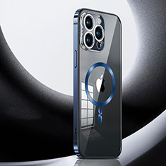 Carcasa Bumper Lujo Marco de Metal y Plastico Funda con Mag-Safe Magnetic LK3 para Apple iPhone 14 Pro Max Azul