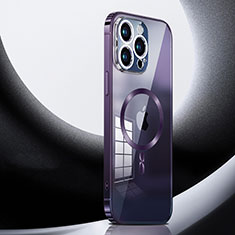 Carcasa Bumper Lujo Marco de Metal y Plastico Funda con Mag-Safe Magnetic LK3 para Apple iPhone 14 Pro Max Morado