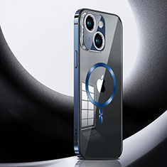 Carcasa Bumper Lujo Marco de Metal y Plastico Funda con Mag-Safe Magnetic LK3 para Apple iPhone 15 Azul