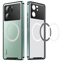 Carcasa Bumper Lujo Marco de Metal y Plastico Funda con Mag-Safe Magnetic LK3 para Xiaomi Mi 13T Pro 5G Verde