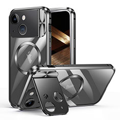 Carcasa Bumper Lujo Marco de Metal y Plastico Funda con Mag-Safe Magnetic LK4 para Apple iPhone 13 Negro