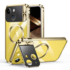 Carcasa Bumper Lujo Marco de Metal y Plastico Funda con Mag-Safe Magnetic LK4 para Apple iPhone 13 Oro