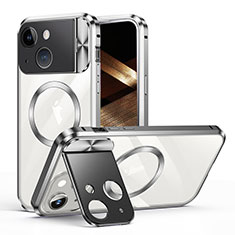 Carcasa Bumper Lujo Marco de Metal y Plastico Funda con Mag-Safe Magnetic LK4 para Apple iPhone 14 Plata