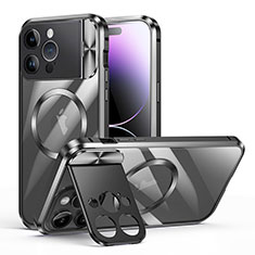 Carcasa Bumper Lujo Marco de Metal y Plastico Funda con Mag-Safe Magnetic LK4 para Apple iPhone 14 Pro Max Negro