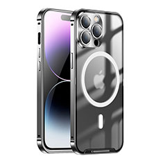 Carcasa Bumper Lujo Marco de Metal y Plastico Funda con Mag-Safe Magnetic LO1 para Apple iPhone 14 Pro Max Negro