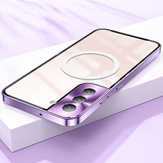 Carcasa Bumper Lujo Marco de Metal y Plastico Funda con Mag-Safe Magnetic para Samsung Galaxy S22 5G Morado