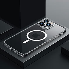 Carcasa Bumper Lujo Marco de Metal y Plastico Funda con Mag-Safe Magnetic QC3 para Apple iPhone 13 Pro Negro