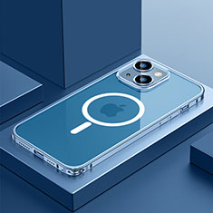 Carcasa Bumper Lujo Marco de Metal y Plastico Funda con Mag-Safe Magnetic QC3 para Apple iPhone 14 Azul