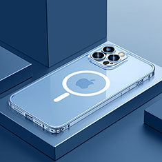 Carcasa Bumper Lujo Marco de Metal y Plastico Funda con Mag-Safe Magnetic QC3 para Apple iPhone 14 Pro Azul