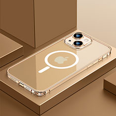 Carcasa Bumper Lujo Marco de Metal y Plastico Funda con Mag-Safe Magnetic QC3 para Apple iPhone 15 Oro