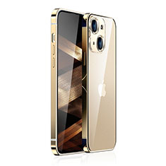 Carcasa Bumper Lujo Marco de Metal y Plastico Funda JB1 para Apple iPhone 15 Plus Oro