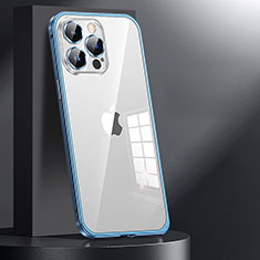 Carcasa Bumper Lujo Marco de Metal y Plastico Funda JL1 para Apple iPhone 14 Pro Azul