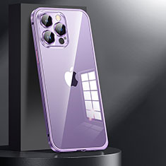 Carcasa Bumper Lujo Marco de Metal y Plastico Funda JL1 para Apple iPhone 14 Pro Max Morado