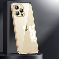 Carcasa Bumper Lujo Marco de Metal y Plastico Funda JL1 para Apple iPhone 14 Pro Max Oro