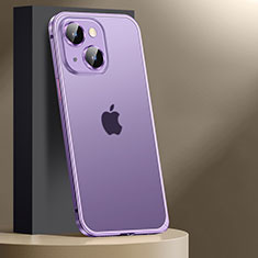 Carcasa Bumper Lujo Marco de Metal y Plastico Funda JL2 para Apple iPhone 15 Morado