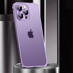 Carcasa Bumper Lujo Marco de Metal y Plastico Funda JL2 para Apple iPhone 15 Pro Max Morado