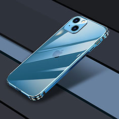 Carcasa Bumper Lujo Marco de Metal y Plastico Funda JL3 para Apple iPhone 15 Plus Azul