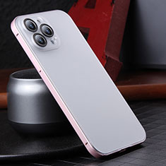 Carcasa Bumper Lujo Marco de Metal y Plastico Funda LF2 para Apple iPhone 15 Pro Oro Rosa