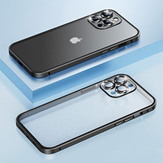Carcasa Bumper Lujo Marco de Metal y Plastico Funda LF3 para Apple iPhone 13 Pro Max Negro