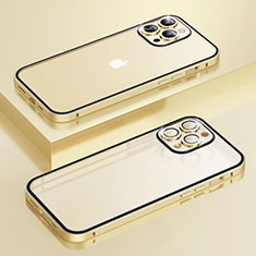 Carcasa Bumper Lujo Marco de Metal y Plastico Funda LF3 para Apple iPhone 14 Pro Oro