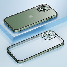 Carcasa Bumper Lujo Marco de Metal y Plastico Funda LF3 para Apple iPhone 16 Pro Verde