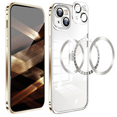 Carcasa Bumper Lujo Marco de Metal y Plastico Funda LF5 para Apple iPhone 15 Plus Oro