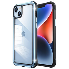 Carcasa Bumper Lujo Marco de Metal y Plastico Funda LF6 para Apple iPhone 14 Plus Azul