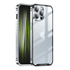 Carcasa Bumper Lujo Marco de Metal y Plastico Funda LK1 para Apple iPhone 13 Pro Max Plata