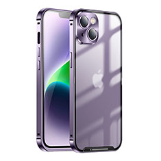 Carcasa Bumper Lujo Marco de Metal y Plastico Funda LK1 para Apple iPhone 14 Morado