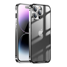 Carcasa Bumper Lujo Marco de Metal y Plastico Funda LO1 para Apple iPhone 15 Pro Negro