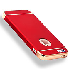 Carcasa Bumper Lujo Marco de Metal y Plastico Funda M01 para Apple iPhone 5S Rojo