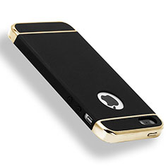 Carcasa Bumper Lujo Marco de Metal y Plastico Funda M01 para Apple iPhone SE Negro