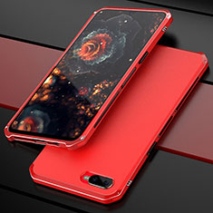 Carcasa Bumper Lujo Marco de Metal y Plastico Funda M01 para Oppo K1 Rojo