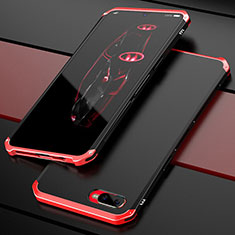 Carcasa Bumper Lujo Marco de Metal y Plastico Funda M01 para Oppo R15X Rojo y Negro