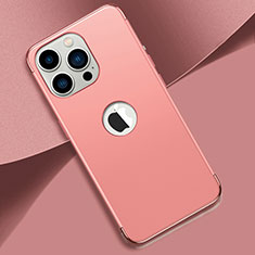 Carcasa Bumper Lujo Marco de Metal y Plastico Funda M02 para Apple iPhone 13 Pro Oro Rosa