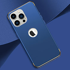Carcasa Bumper Lujo Marco de Metal y Plastico Funda M02 para Apple iPhone 14 Pro Max Azul