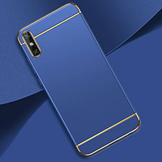 Carcasa Bumper Lujo Marco de Metal y Plastico Funda M02 para Huawei Enjoy 10e Azul